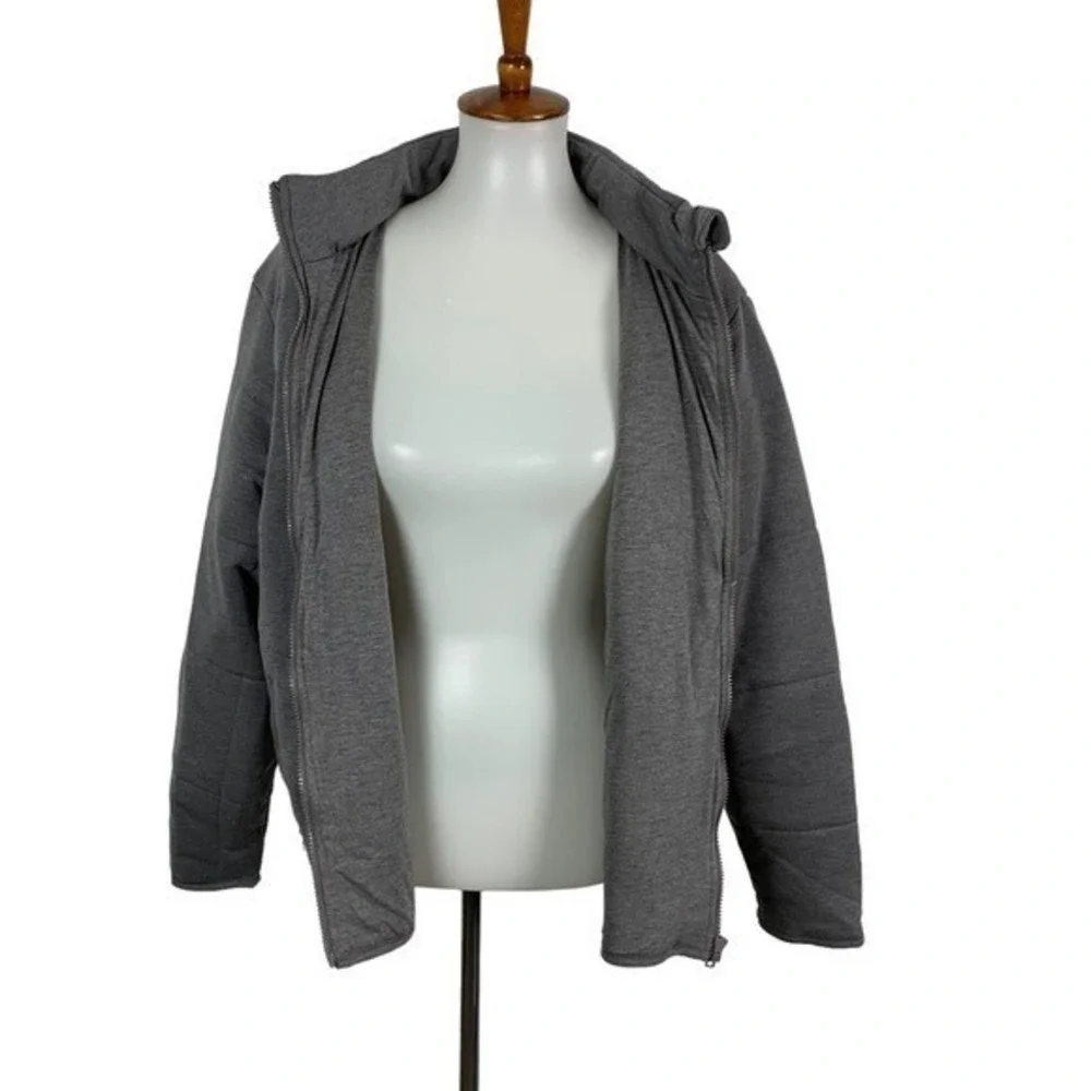 Three Dots Gray Full Zip Puffer Jacket Heather Pavement XL Lightweight Quilted